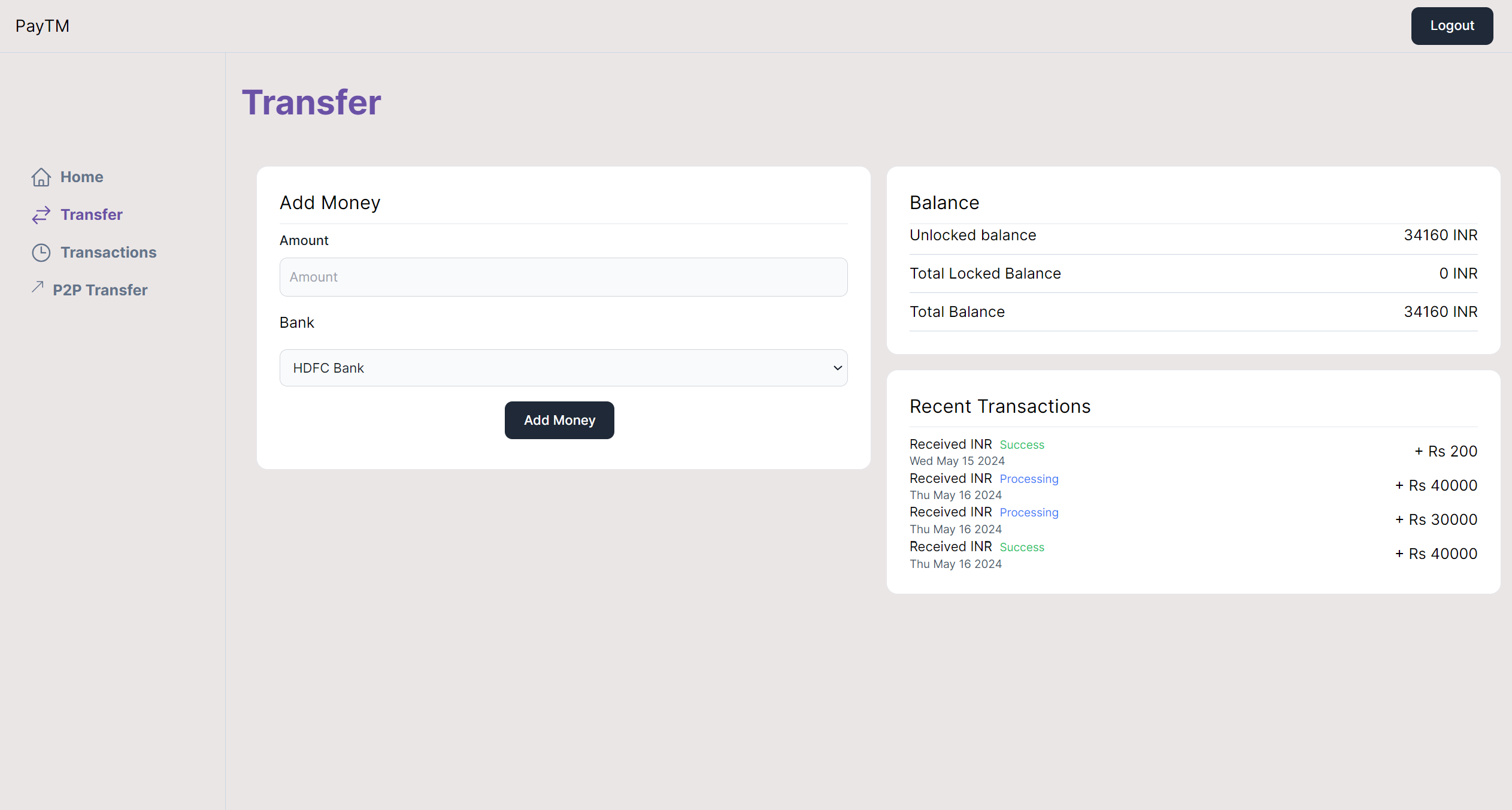 An image of the Payments Wallet App project.
